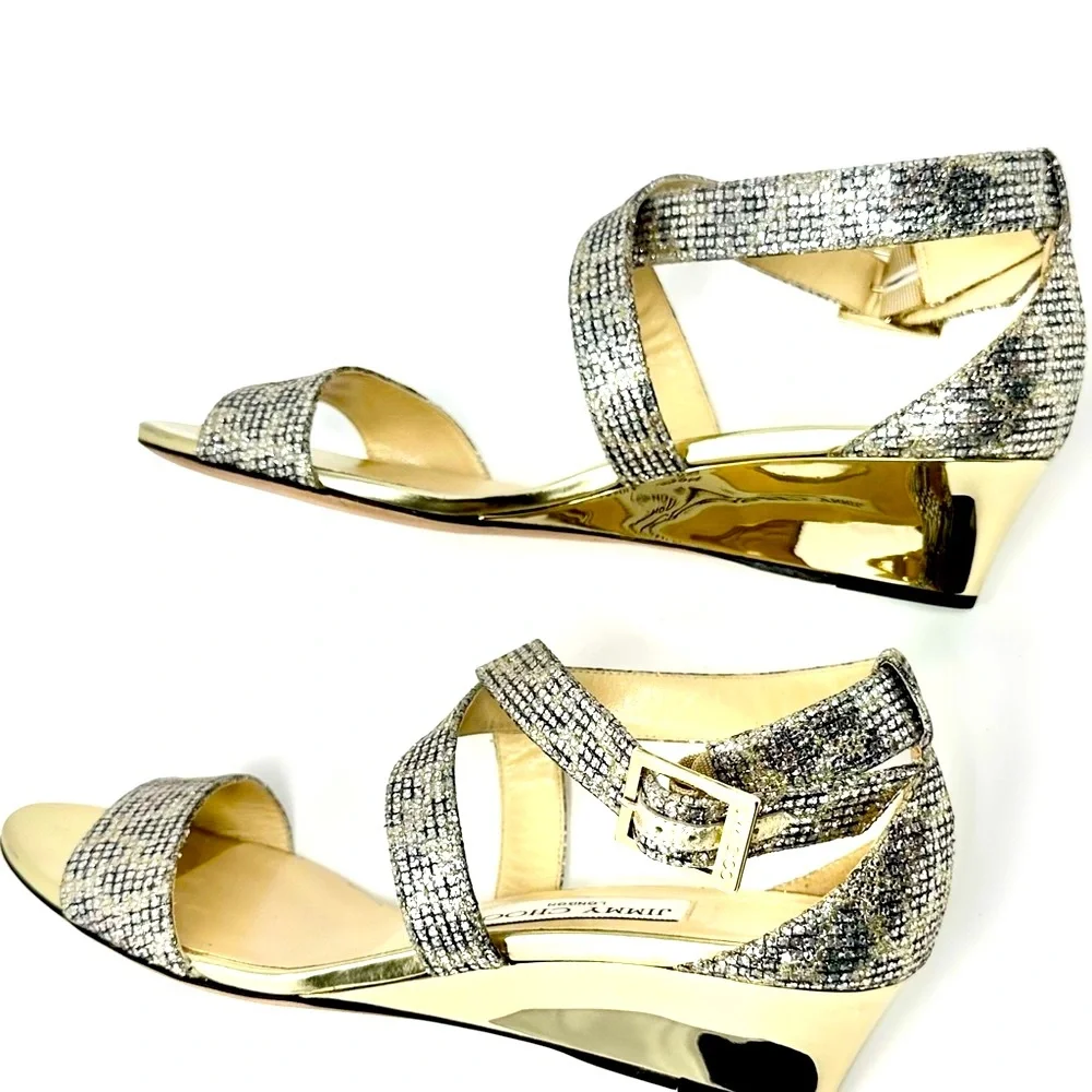 Jimmy Choo Elegant Silver Strappy Women's Open Toe Heels - Sandals Size 38